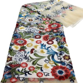 Embroidered Lace Fabric Supplier - Polyester 3D Flower Bridal Lace