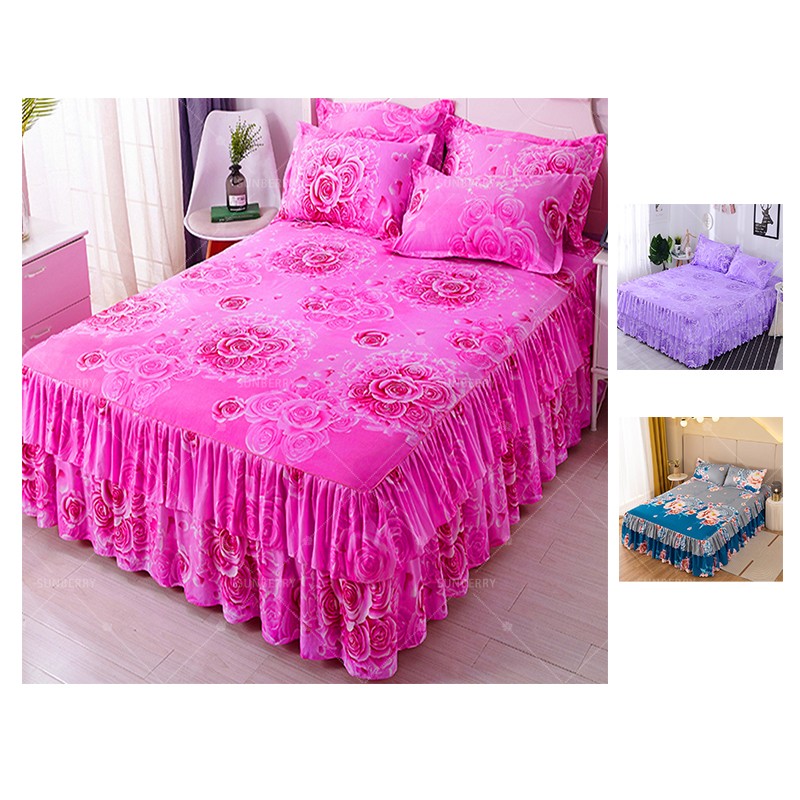 Bed Skirts Set Factory - High Quality Floral Ruffled Set