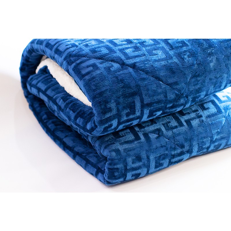 Flannel Quilt Manufacturer - Navy Blue Embossed Sherpa