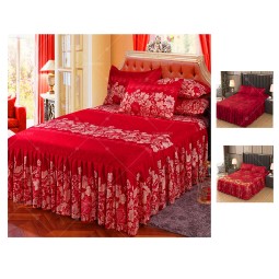 Wedding Bed Skirt Supplier - 100% Polyester Flower Design