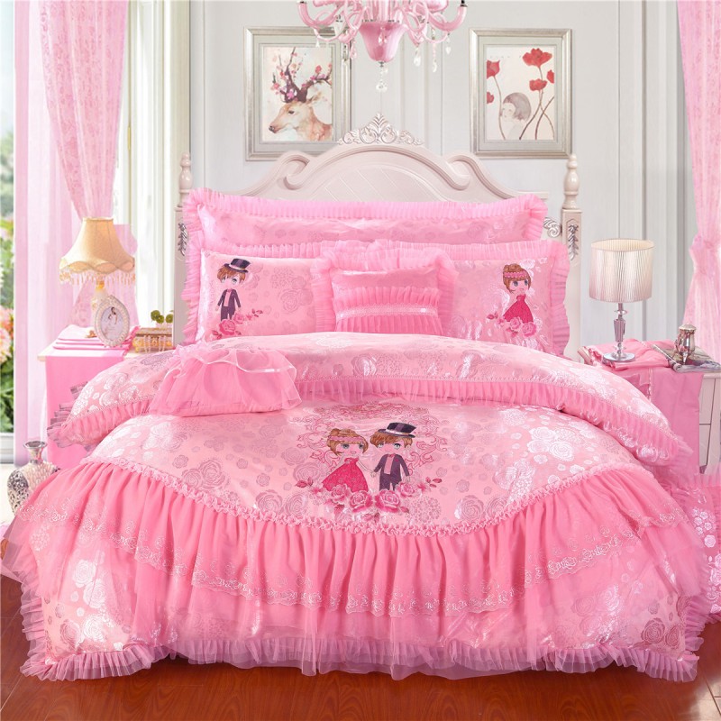 Duvet Cover Manufacturer - Wholesale Embroidered Lace Pink