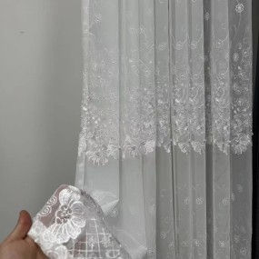 Polyester Sheer Supplier - European Design Fancy White Curtain