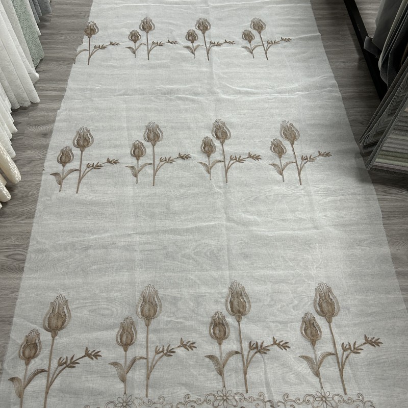 Sheer Curtain Fabric Manufacturer - Embroidery White Voile Tulle