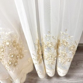 Sheer Fabric Manufacturer - 280cm Floral Embroidery Voile Material