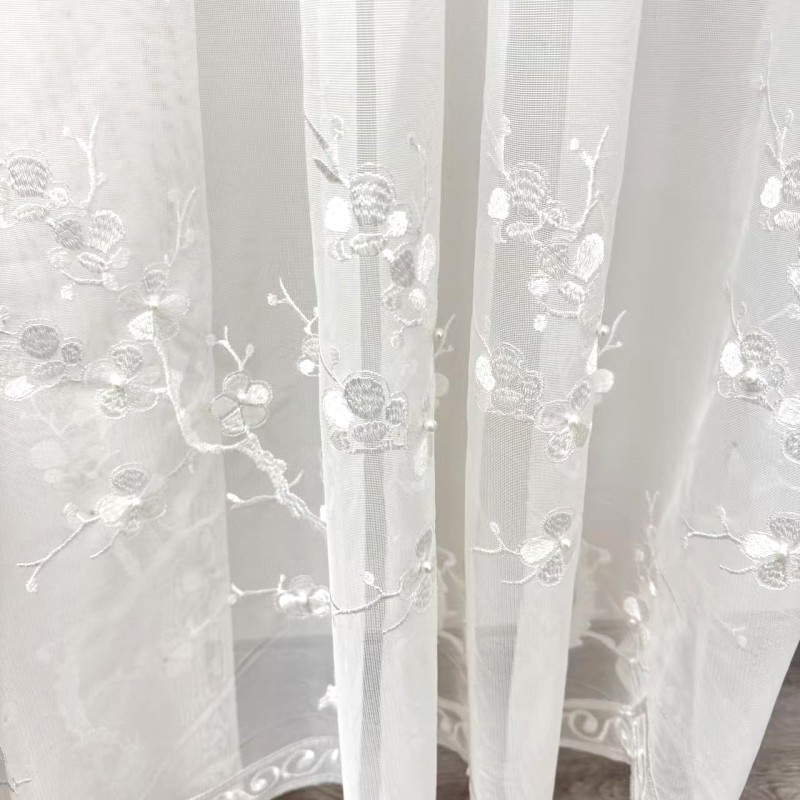 Sheer Fabric Manufacturer - 280cm Floral Embroidery Voile Material