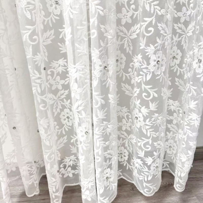 Sheer Fabric Manufacturer - 280cm Floral Embroidery Voile Material
