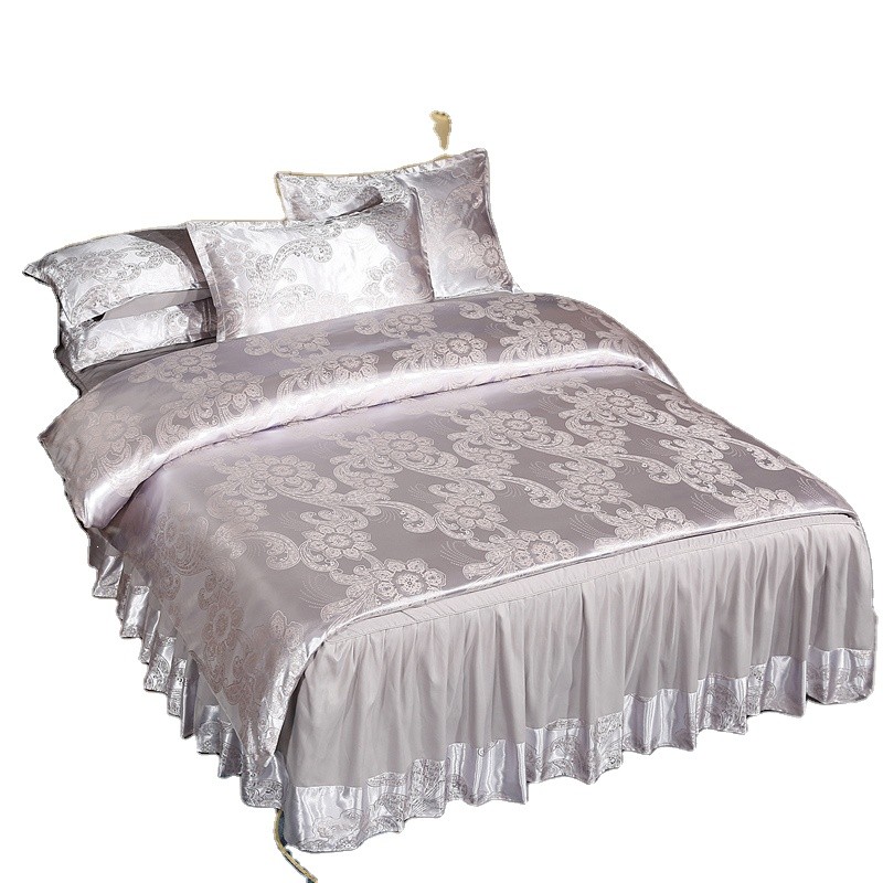 Duvet Cover Supplier - Wholesale 4in1 White Jacquard Satin