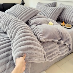 Comforter Set Factory - Grey Soft Fleece Bedroom Set