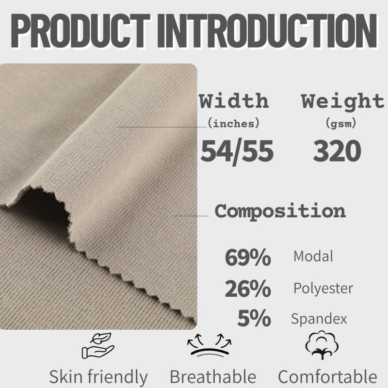 Modal Fabric Supplier - 320GSM Double Rib Knit Stretch