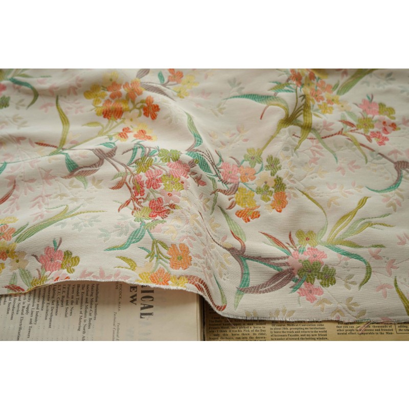 Floral Jacquard Fabric Supplier - Small Soft Woven Bouquet