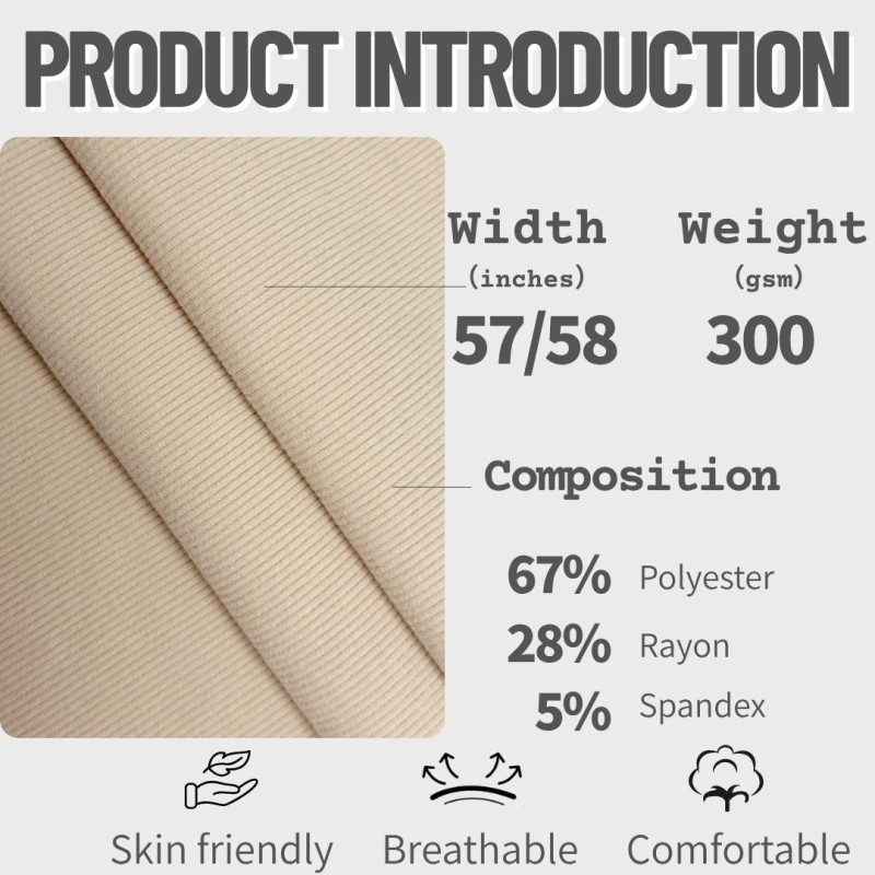 Knitted Rib Fabric Manufacturer - 300GSM Polyester Rayon Brushed