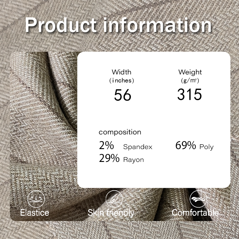 Stretch Fabric Supplier - 315GSM Blended Herringbone