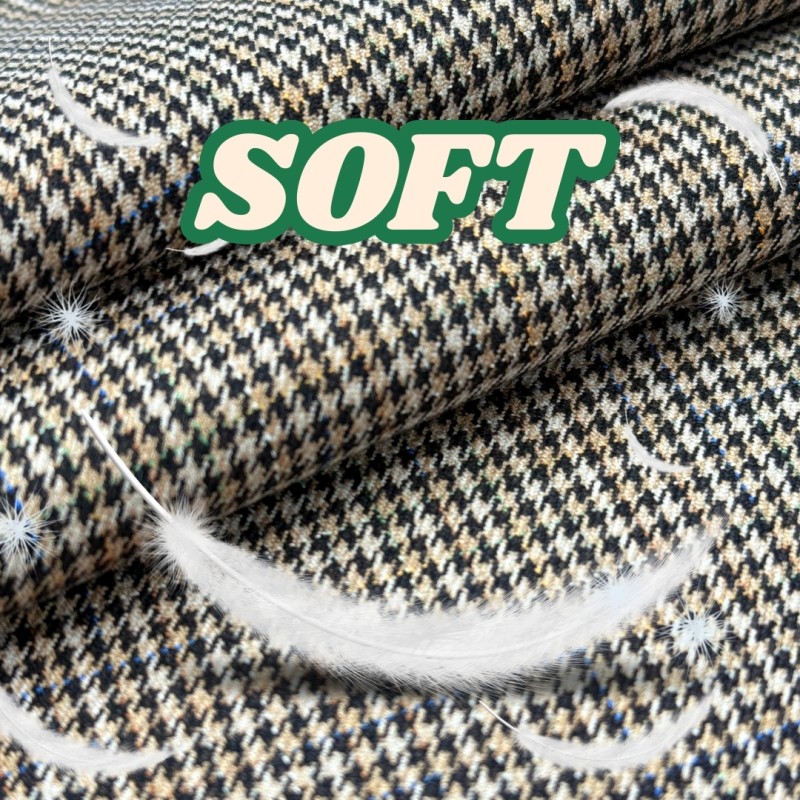 TR Fabric Supplier - Polyester Rayon Houndstooth Soft