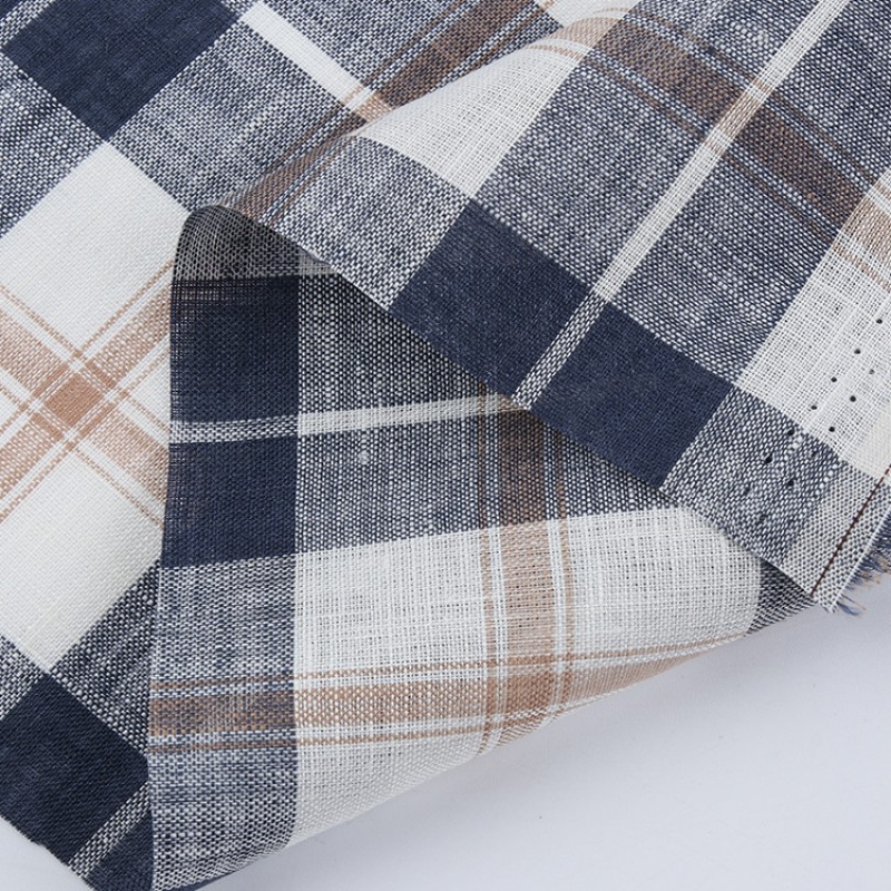 Plaid Linen Fabric Manufacturer - 100% Linen 150GSM Check
