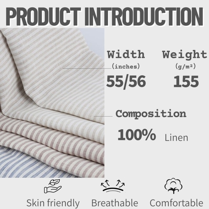 Stripe Linen Fabric Manufacturer - 155GSM Yarn Dyed Lightweight