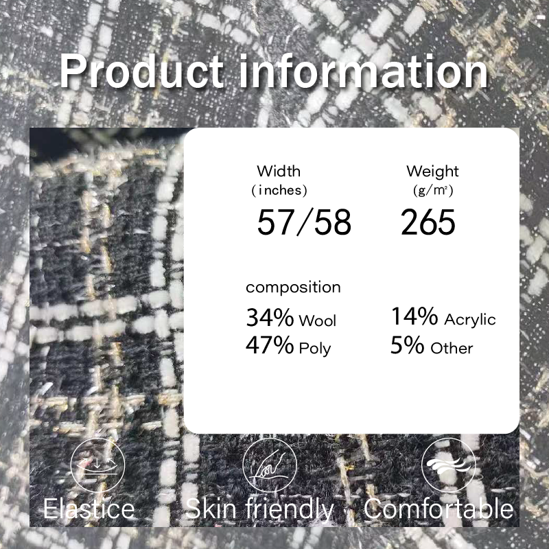 Tweed Fabric Manufacturer - 265GSM Woolen Polyester Plaid