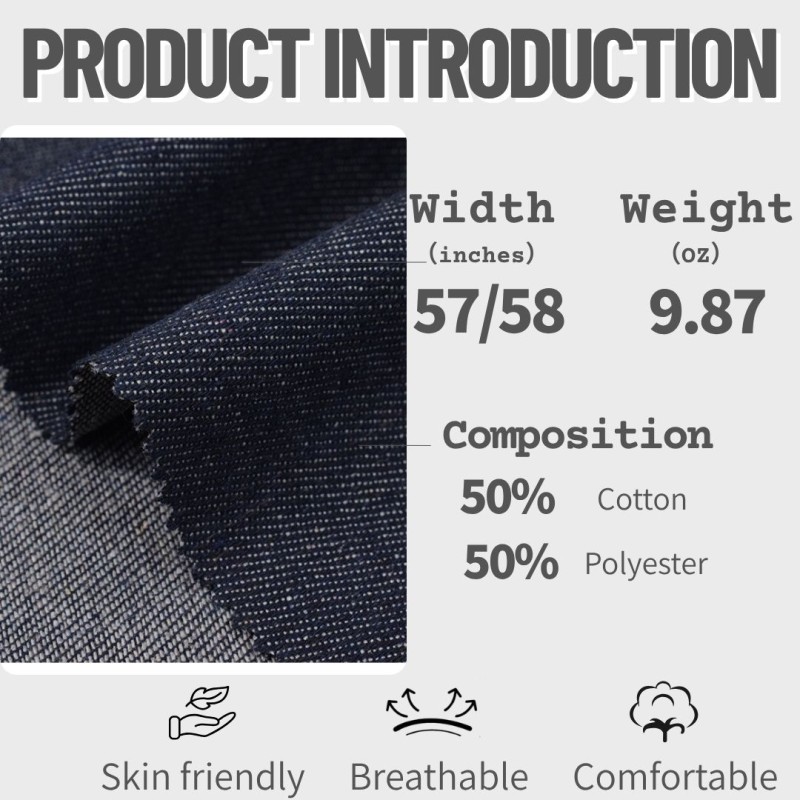 Denim Fabric Manufacturer - Polyester Cotton Twill Durable