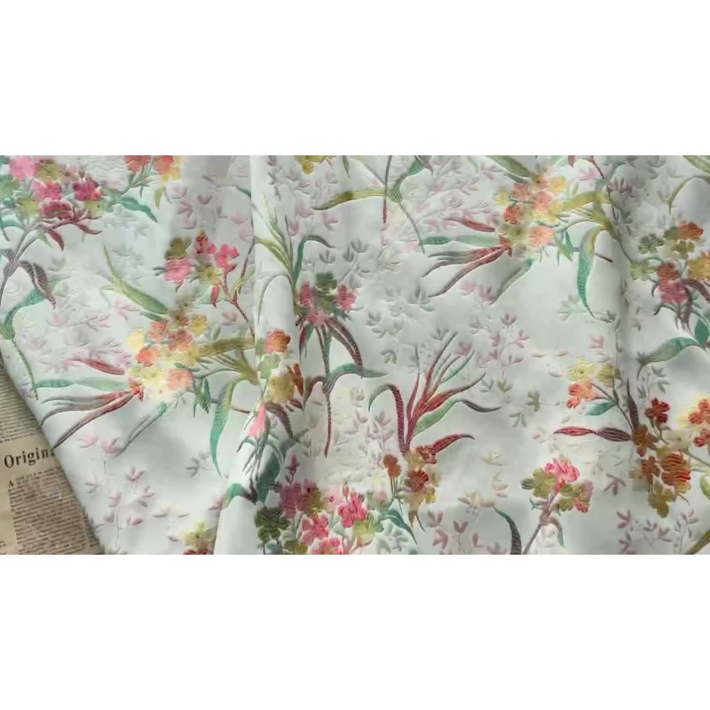 Floral Jacquard Fabric Supplier - Small Soft Woven Bouquet
