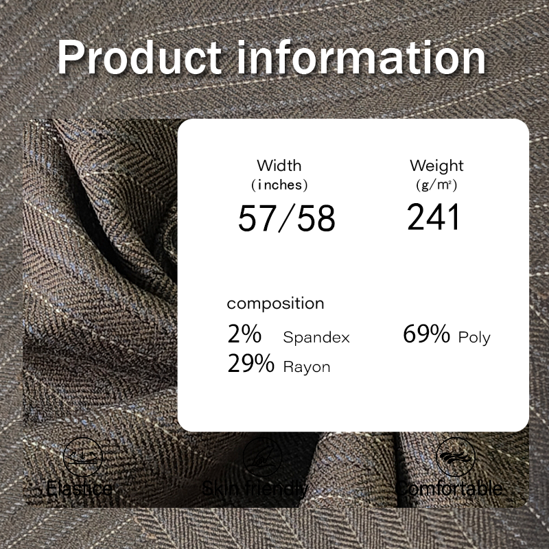 Herringbone Fabric Supplier - 241GSM Spandex Polyester Rayon