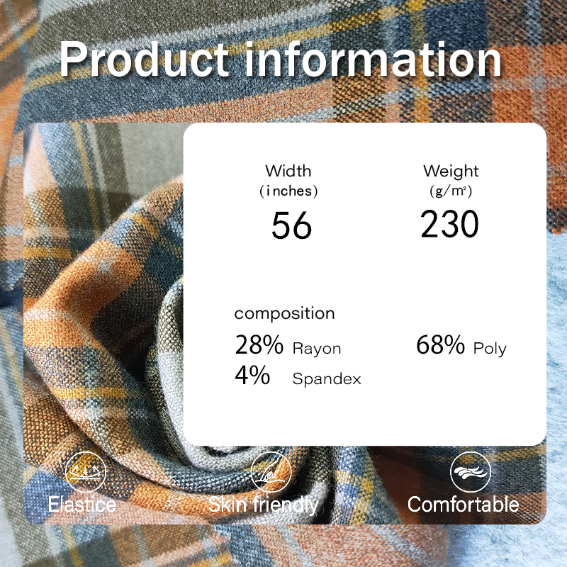 Plaid Fabric Factory - 230GSM Polyester Rayon Spandex