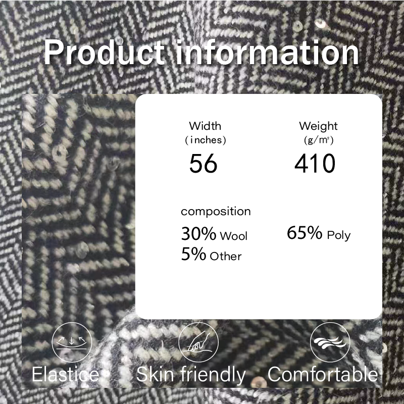 Wool Suit Fabric Factory - 410GSM Polyester Woven Soft