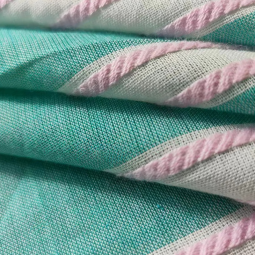 Printed Fabric Manufacturer - Green Pink Striped Cotton