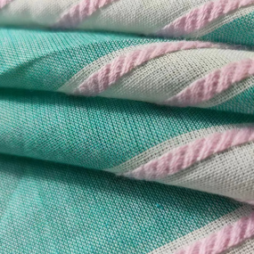 Printed Fabric Manufacturer - Green Pink Striped Cotton