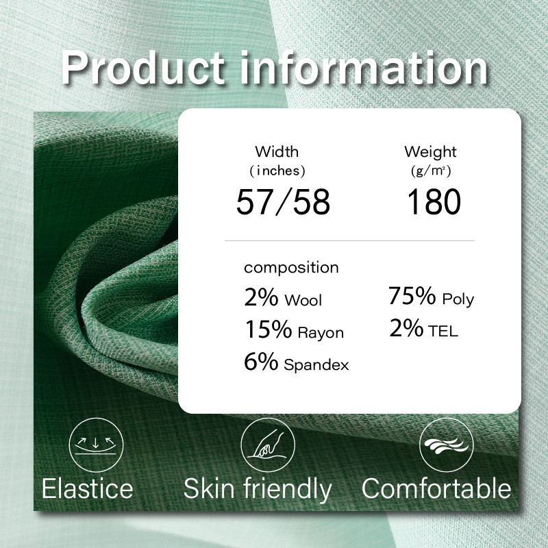 Wool Fabric Supplier - 180GSM Polyester Rayon Green