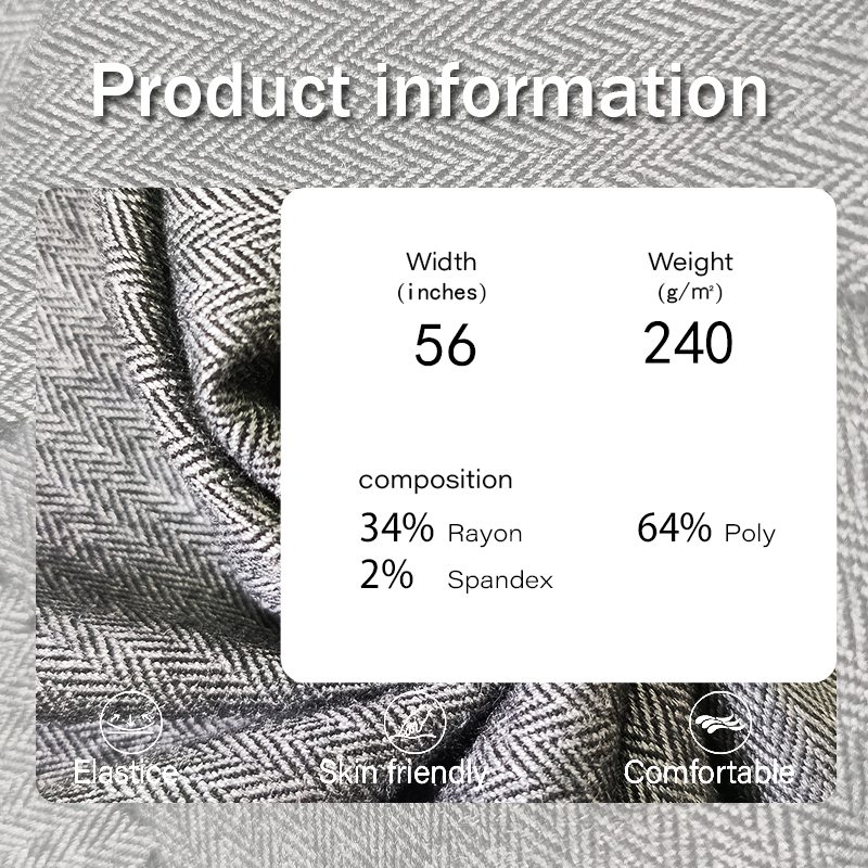 Herringbone Fabric Factory - 240GSM Spandex Polyester Rayon