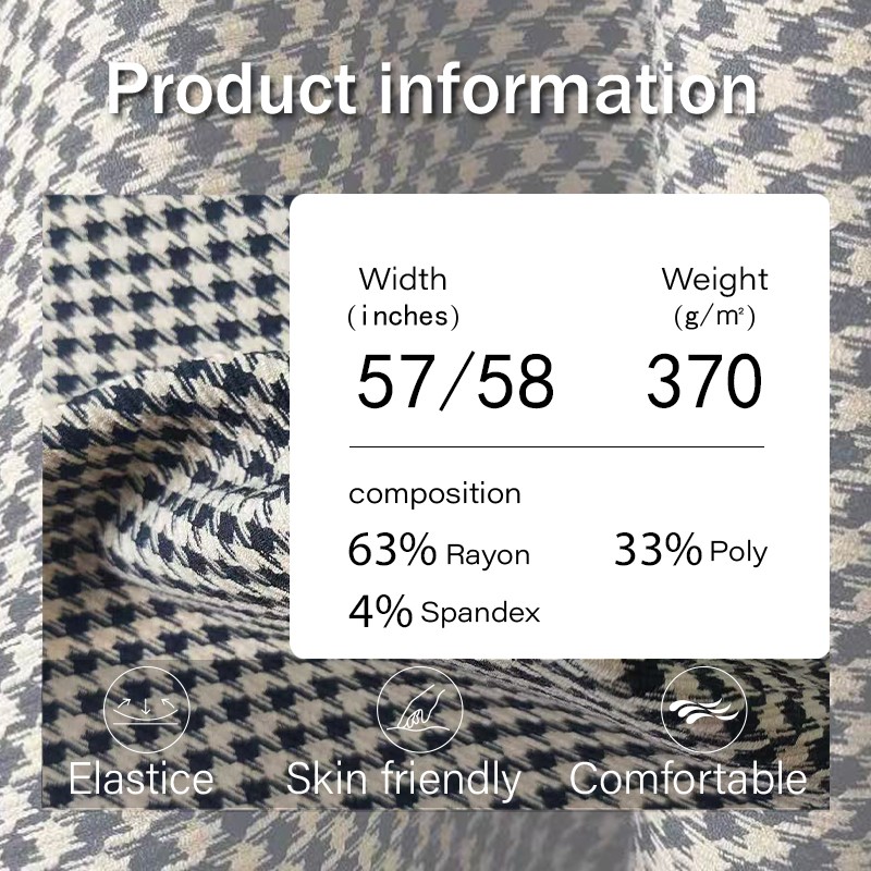 HoundStooth Fabric Supplier - 370GSM Blended Twill Woven