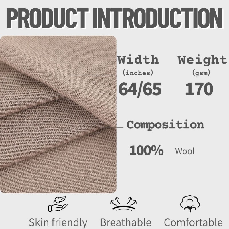 Merino Wool Fabric Factory - 170GSM 100% Merino Anti Pill