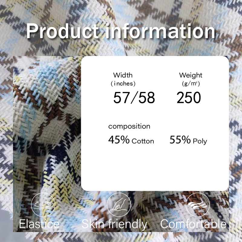 Twill Fabric Supplier - 250GSM Polyester Cotton Plaid