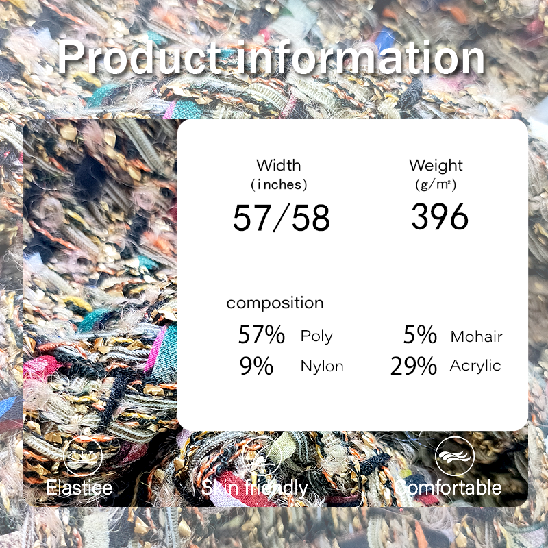 Tweed Fabric Manufacturer - 395GSM Polyester Nylon Acrylic