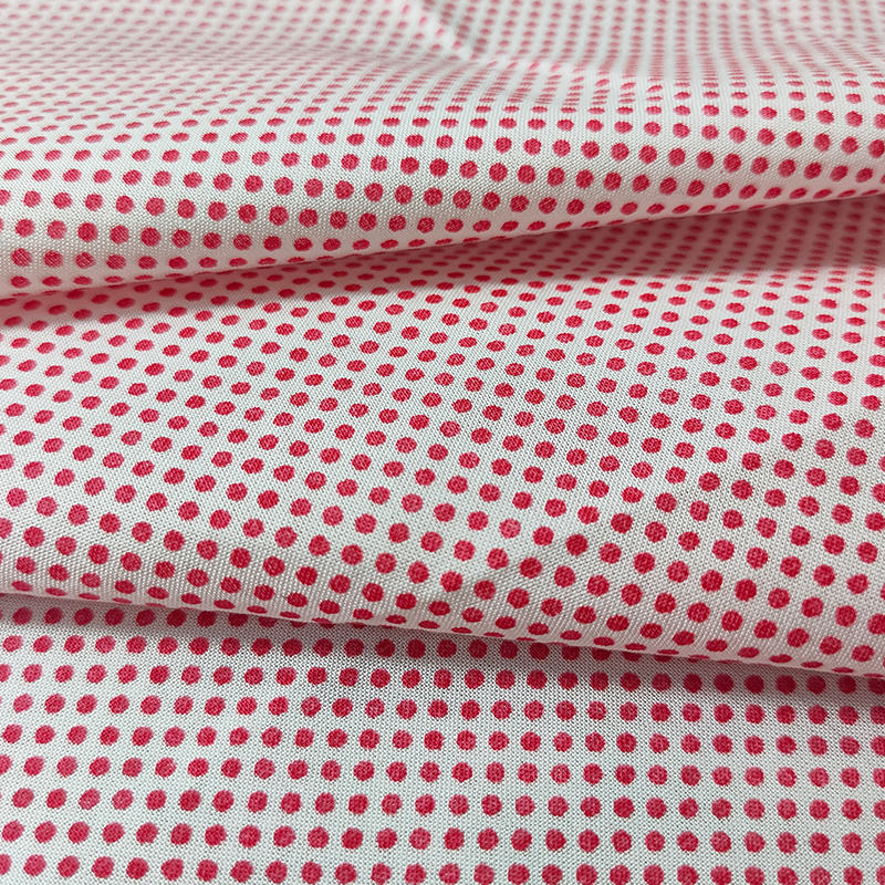 Printed Fabric Manufacturer - 80GSM Red Dot Printed Cotton