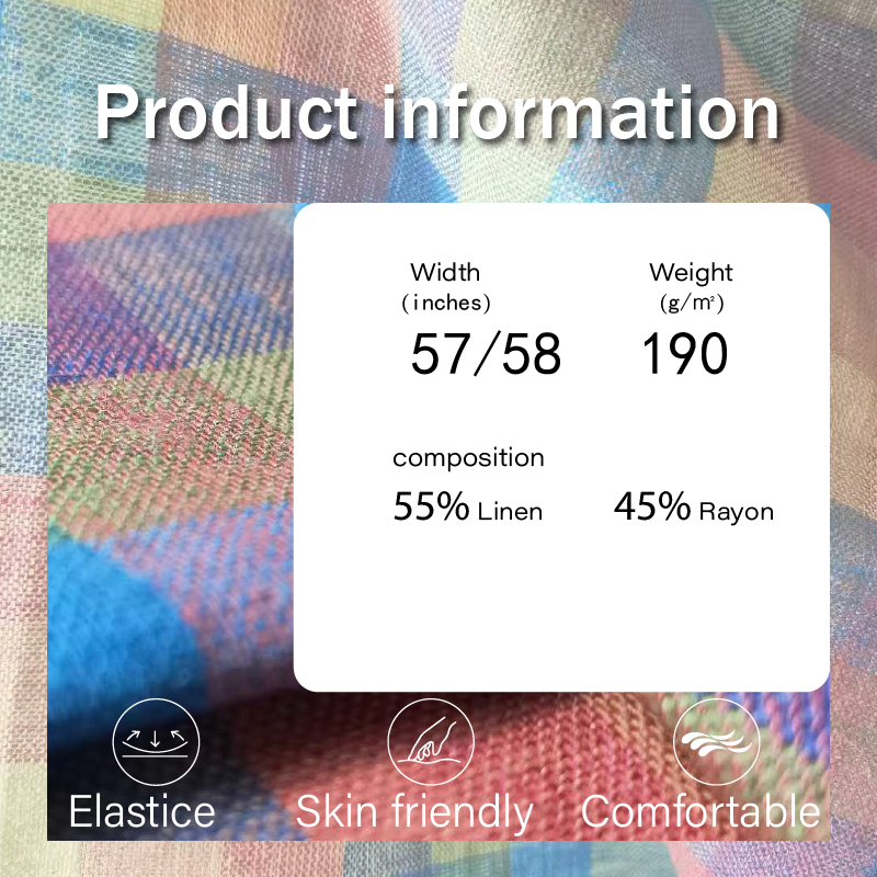 Rayon Linen Fabric Supplier - 190GSM Colorful Check Blended