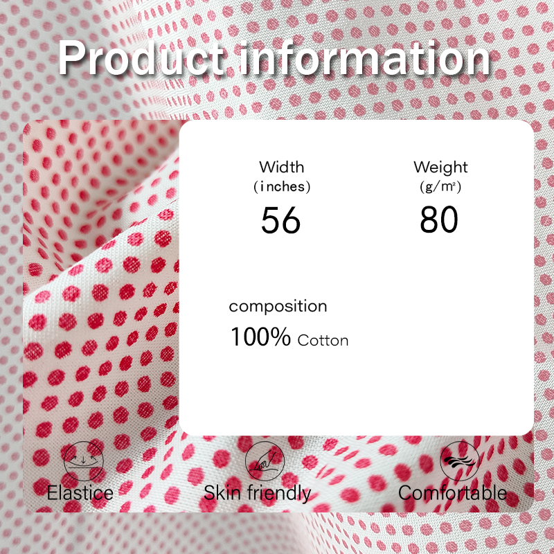 Printed Fabric Manufacturer - 80GSM Red Dot Printed Cotton