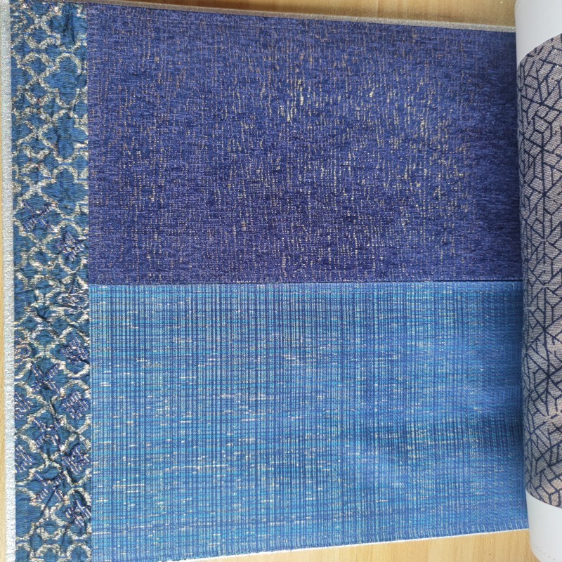 Brocade Fabric Manufacturer - Navy Royal Gold Embossed