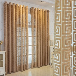 Grommet Curtains Manufacturer - Brown Jacquard Printed Striped