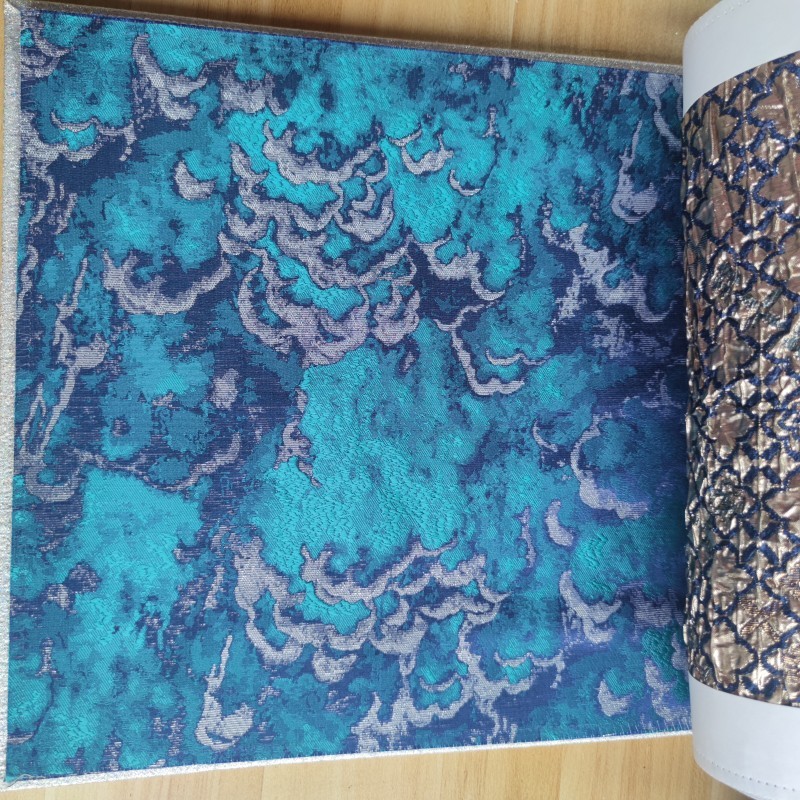 Brocade Fabric Manufacturer - Navy Royal Gold Embossed