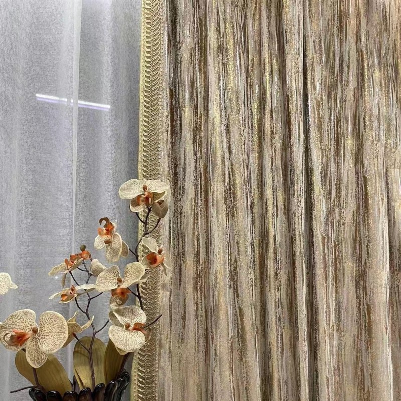 Vertical Curtain Fabric Factory - Light Luxury Gold Silk Woven