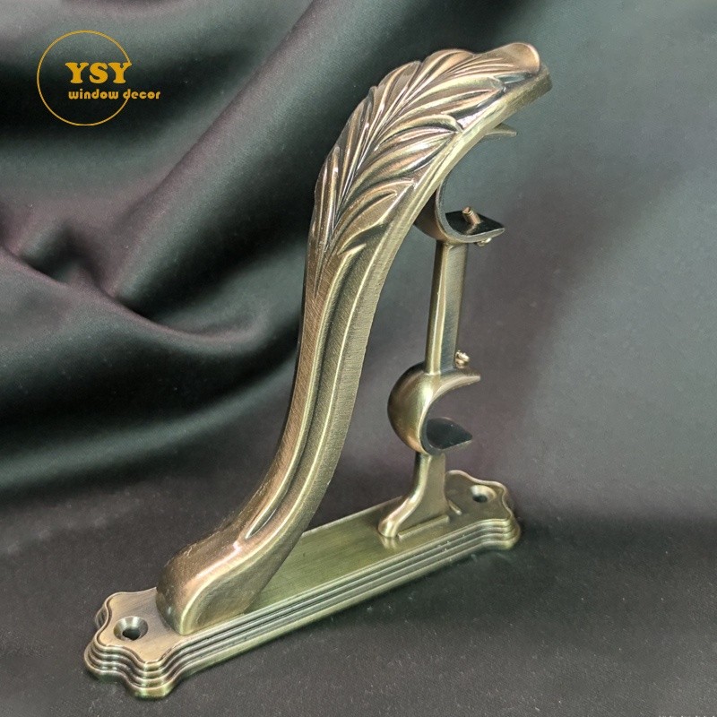 Curtain Bracket Supplier - Golden Brass Holder Drapery Rod