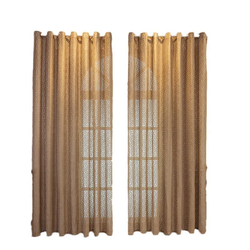 Grommet Curtains Manufacturer - Brown Jacquard Printed Striped