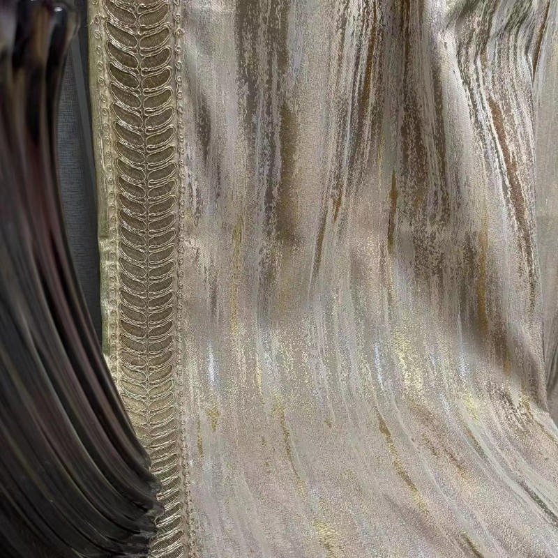 Vertical Curtain Fabric Factory - Light Luxury Gold Silk Woven