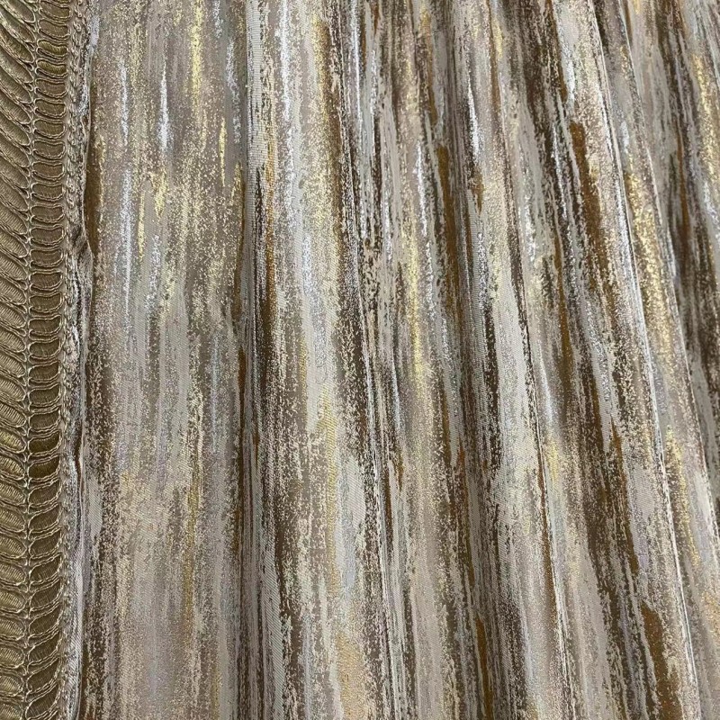 Vertical Curtain Fabric Factory - Light Luxury Gold Silk Woven