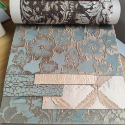 Embroidery Drapery Manufacturer - Nautical Beige Blue Floral