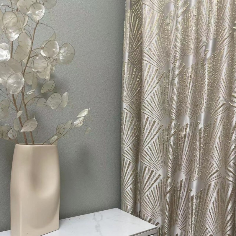 Gold Jacquard Curtain Manufacturer - High-End Fan-Shaped Relief