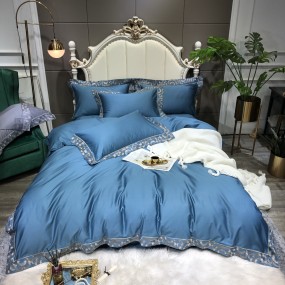 Lace Bedding Set Supplier - Hollow Embroidery Satin Quilt Cover