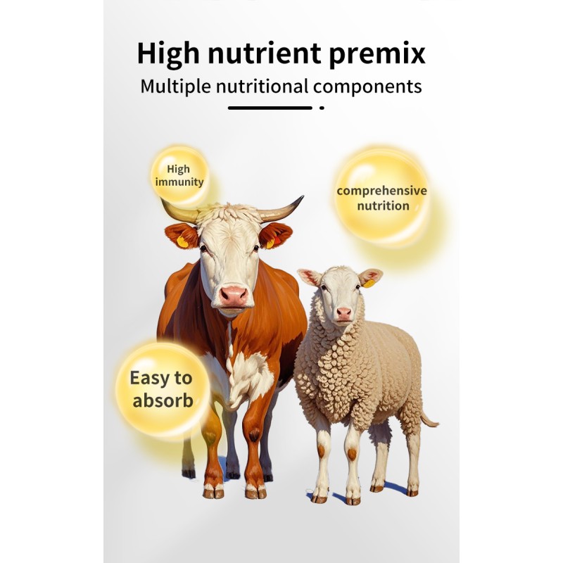 Natural Premix Feed Supplements for Cattle Sheep Vitamins Enzyme 4% Cow Sheep Cattle Goat Premix Feed for Growth Booster