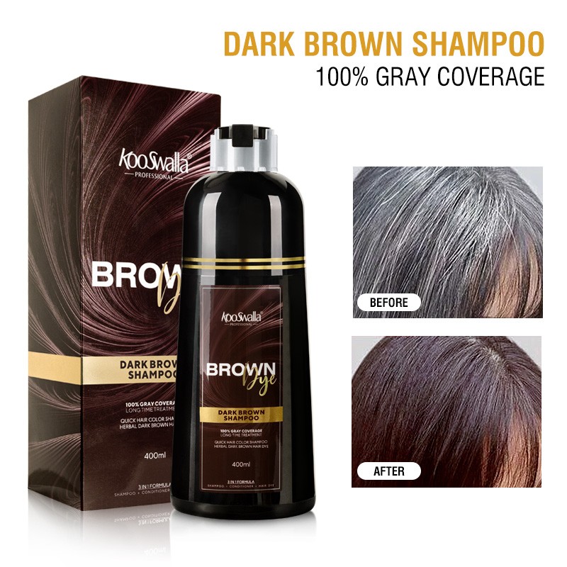 Natural Argan Oil Extract Plant Permanent Black Hair Color Dye Shampoo for Covering Gray Hair