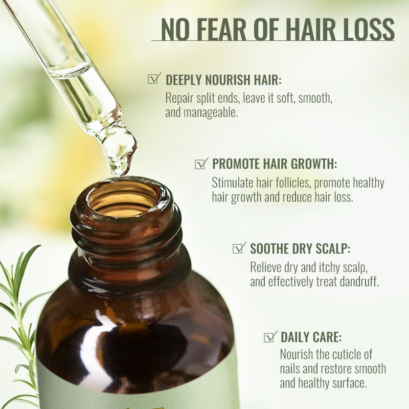 Rosemary Hair Growth Essential Oil Fast Regrowth Repair Damaged Frizzy Thinning Scalp Hair-restorer Hair Growth Serum